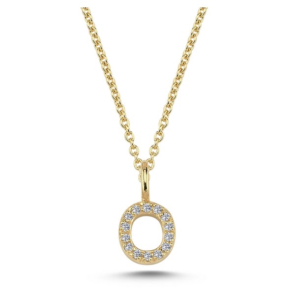 Billede af Bogstav vedhæng O - 14 kt guld med diamant på i alt 0,07 ct.